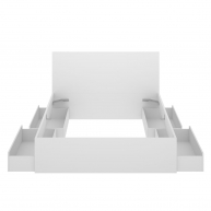 Lago B2 Bett 135/140x190 + 4 Schubladen + 2 Nachttische 2 Schubladen Weiß 100x246x195