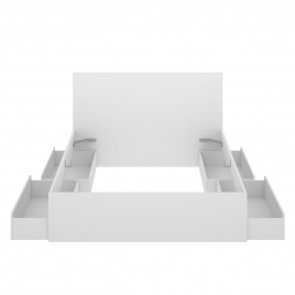 Cama Lago B2 135/140x190 + 4 Cajones + 2 Mesitas 2 Cajones Blanco 100x246x195