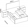 Dimensions du lit Lago B2 135/140x190 + 4 tiroirs + 2 tables de chevet 2 tiroirs blancs 100x246x195