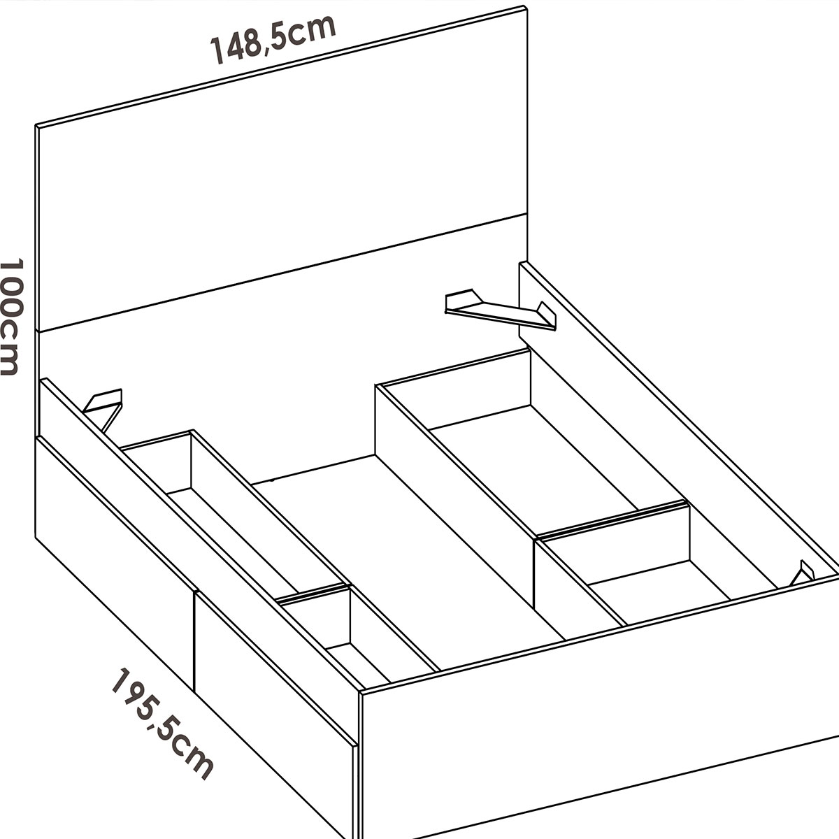 Lago B1 Camas Medidas 135/140x190 + 4 Gavetas Branco 100x145.4x195