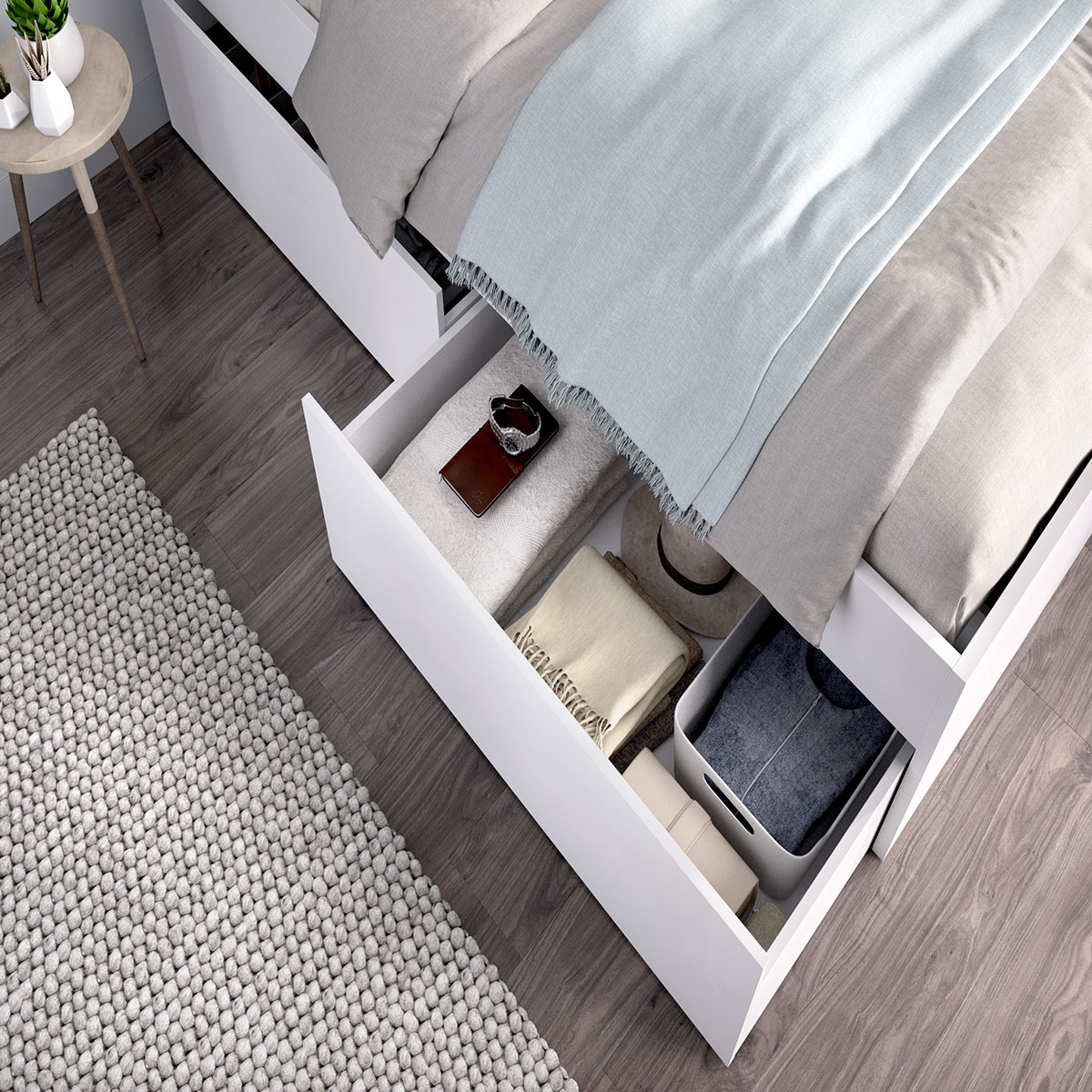 Room with Bed Lake B1 135/140x190 + 4 Drawers White 100x145.4x195