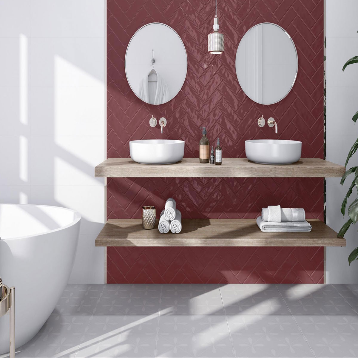 Salle de bain avec revêtement Tripoli Snow 30x60