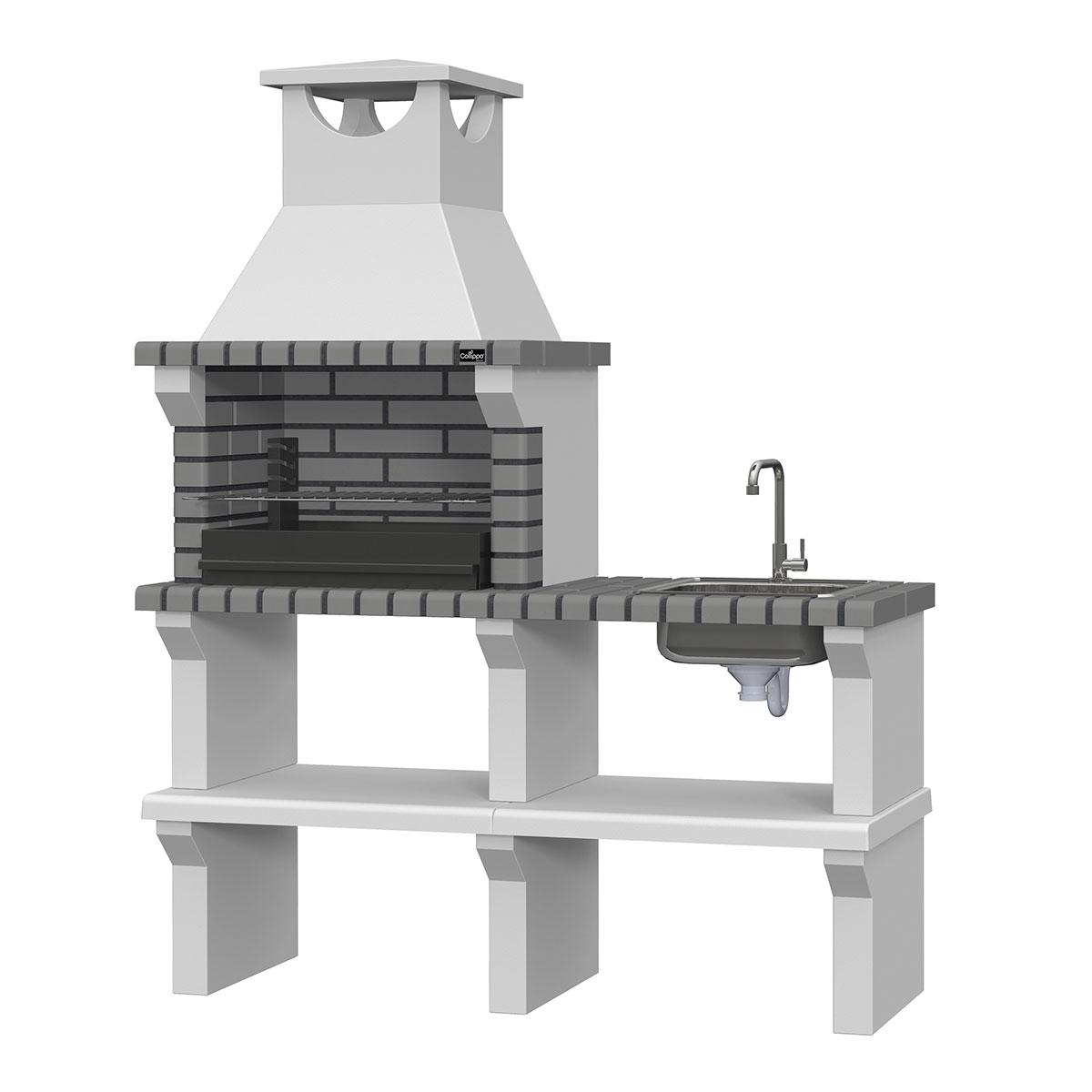 Economic barbecue with countertop, sink and faucet Vagos ECO Gray