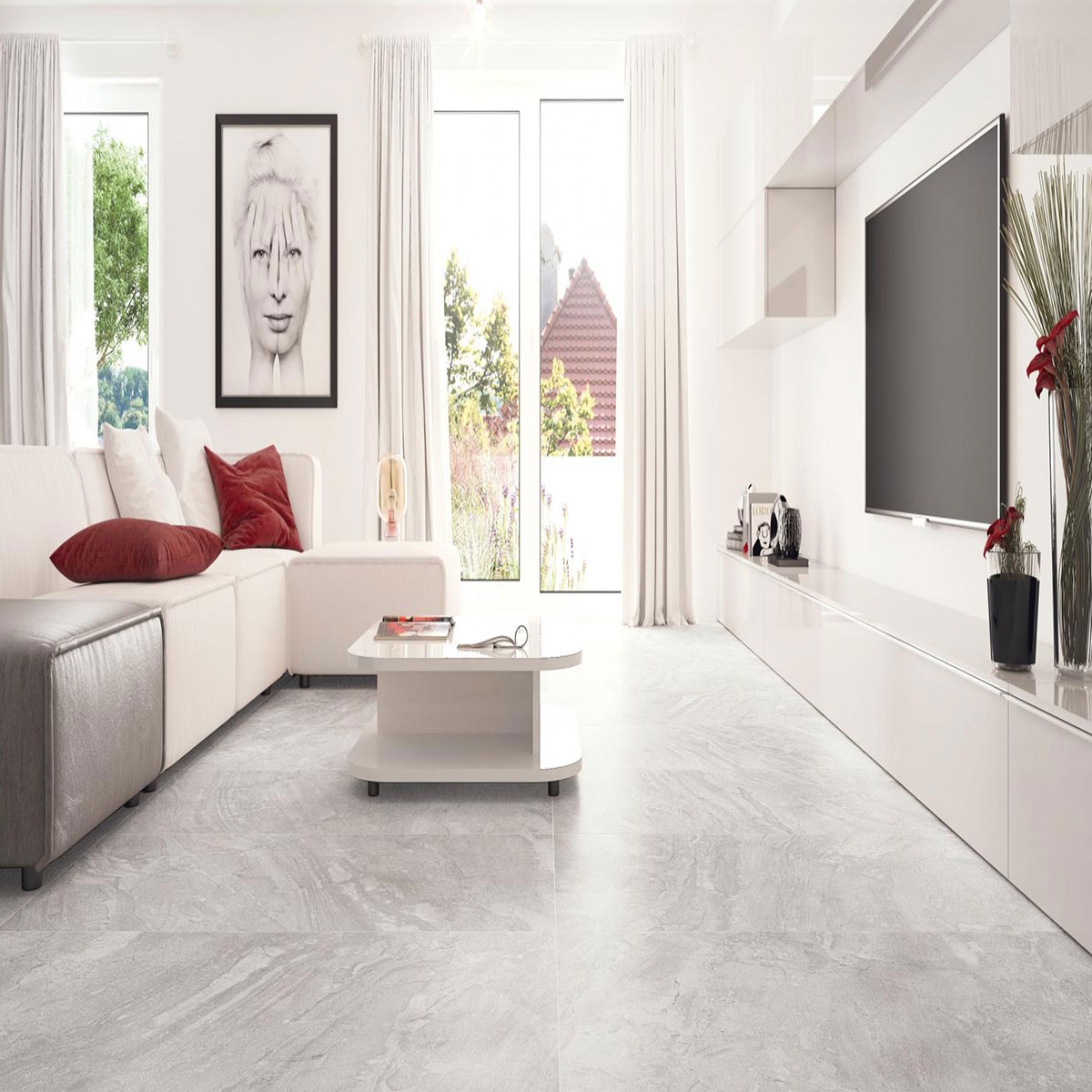 Salon avec sol CR Manaus Blanc 60x120