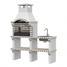 Grill mit Arbeitsplatte, Spüle und Wasserhahn Vagos Curva White