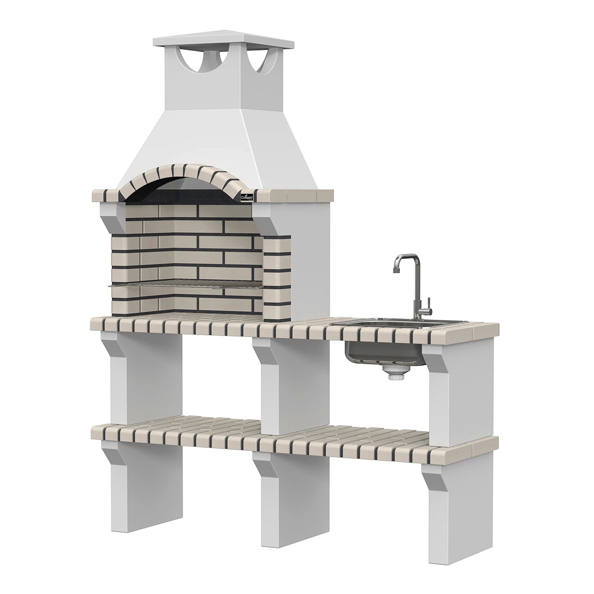 mit Arbeitsplatte, Waschbecken und Wasserhahn Vagos Curva White