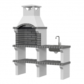 Grill mit Arbeitsplatte, Spüle und Wasserhahn Vagos Curve Gray