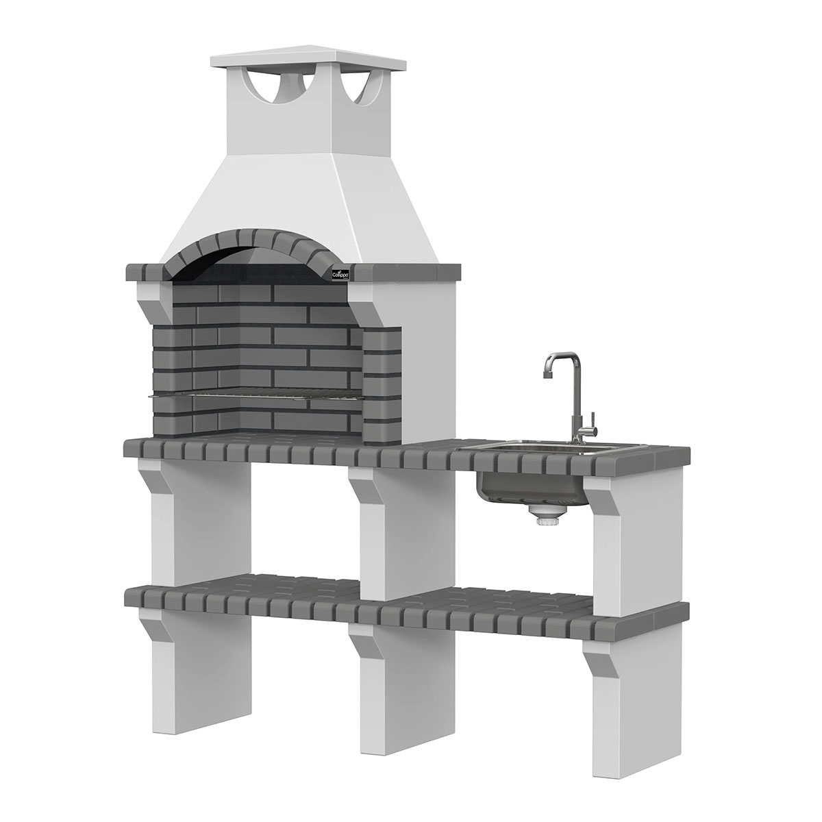 Grill mit Arbeitsplatte, Spüle und Wasserhahn Vagos Curve Gray