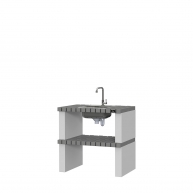 Einfache Arbeitsplatte mit Waschbecken und Wasserhahn Ericeira Gray