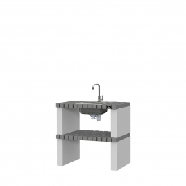 Encimera simple con fregadero y grifo Ericeira Gris