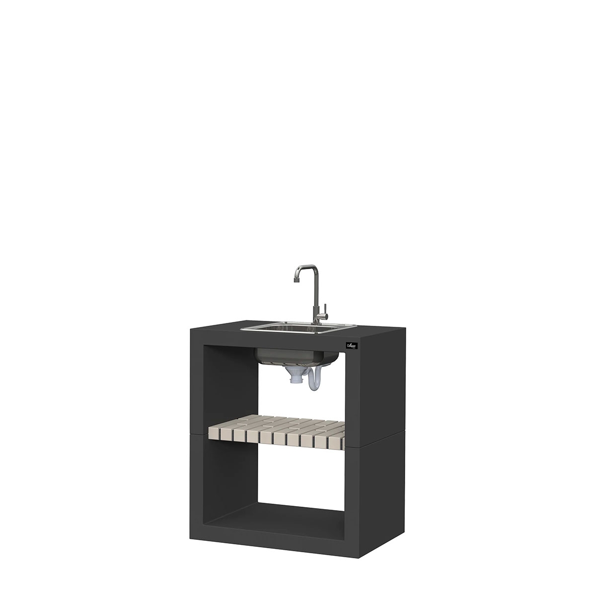 Simple Countertop with Sink and Faucet Maia Black - Gray