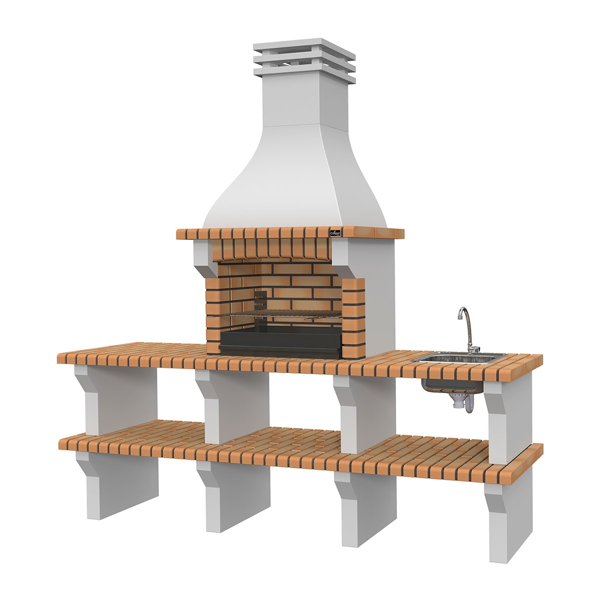 Grill mit 2 Bänken, Spüle und Seia Templar Wasserhahn