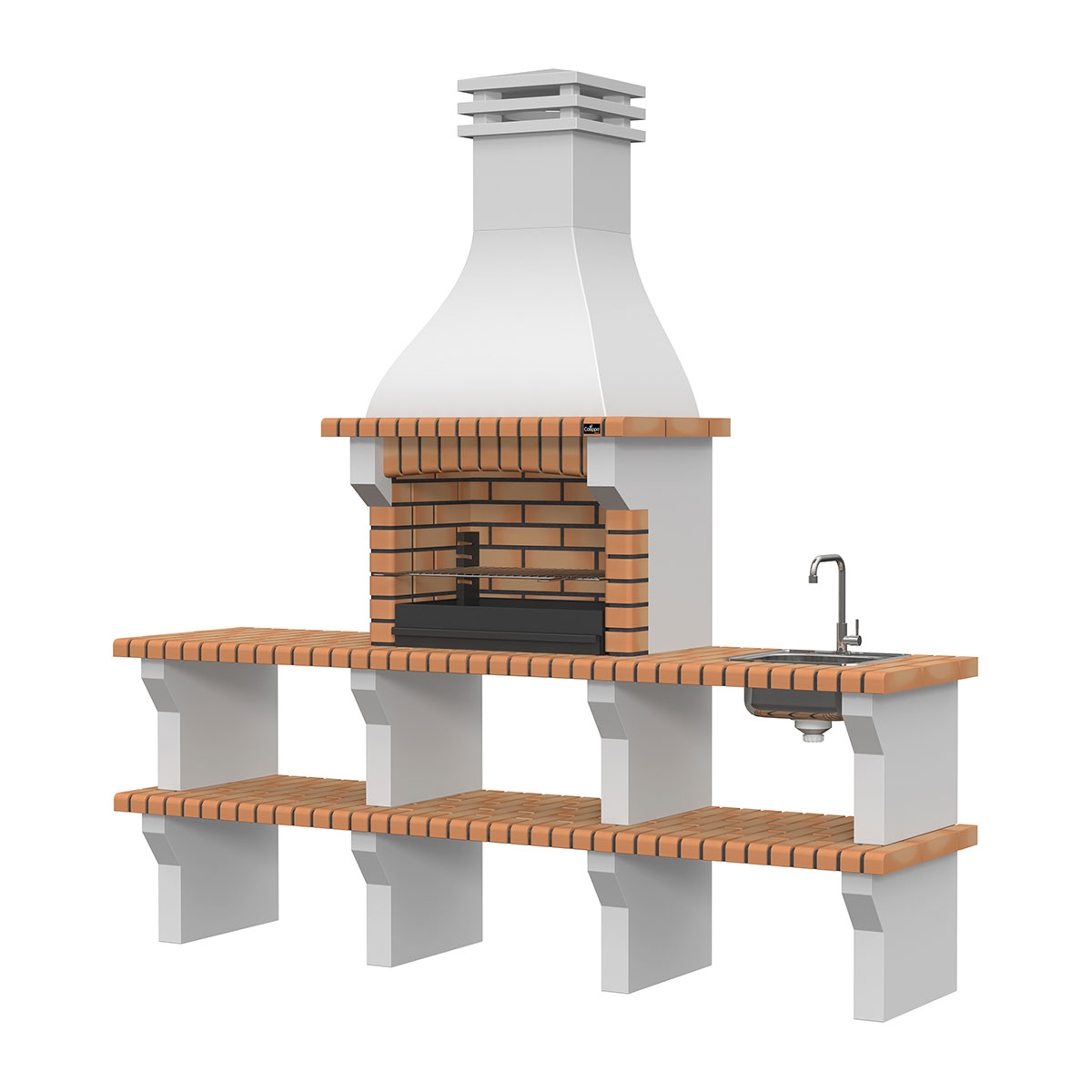 Barbecue with 2 Benches, Sink and Seia Yellow Tap