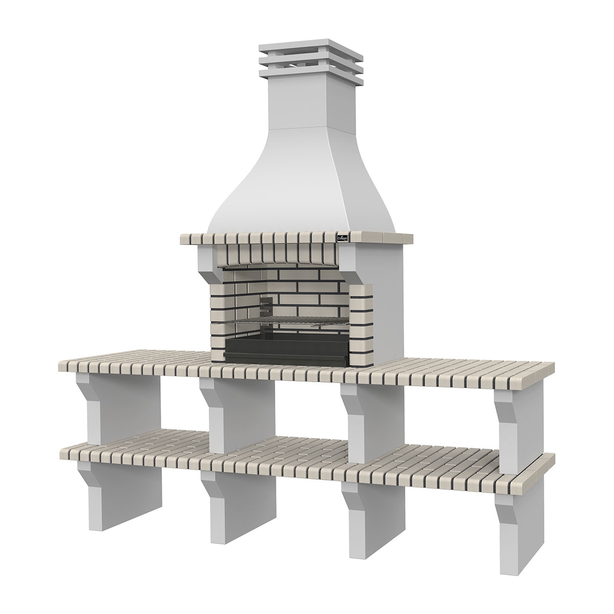 Barbecue with 2 Benches Seia White