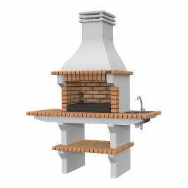 Grill mit Mini-XL-Arbeitsplatten, Spüle und Seia Yellow Wasserhahn