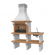 Grill mit Arbeitsplatten, Waschbecken und Seia Yellow Wasserhahn