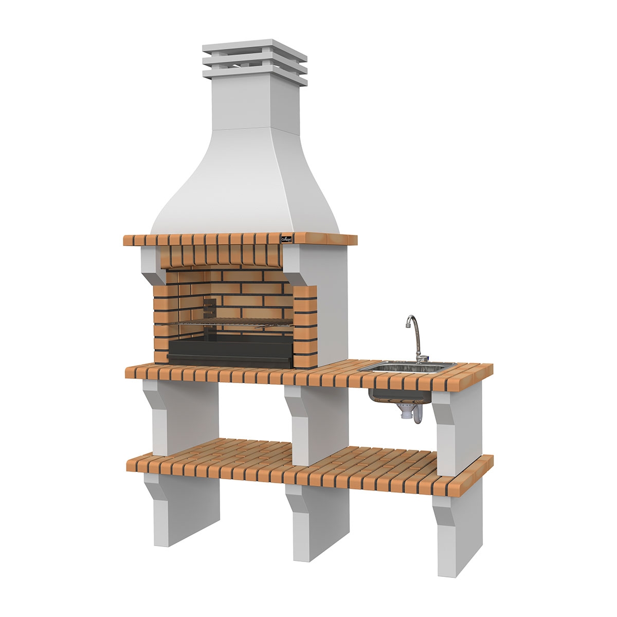 Barbecue with Countertops, Sink and Seia Yellow Faucet