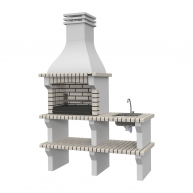 Grill mit Arbeitsplatten, Waschbecken und Seia White Wasserhahn