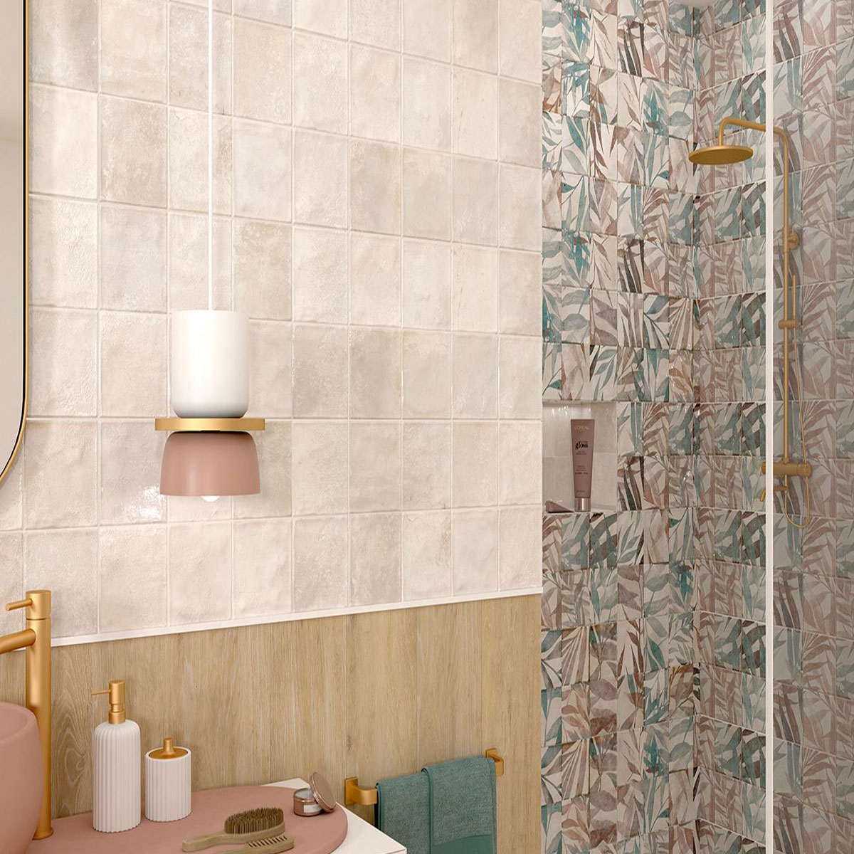 Badezimmer mit Pre Artisan Cream Beschichtung 31,6x60