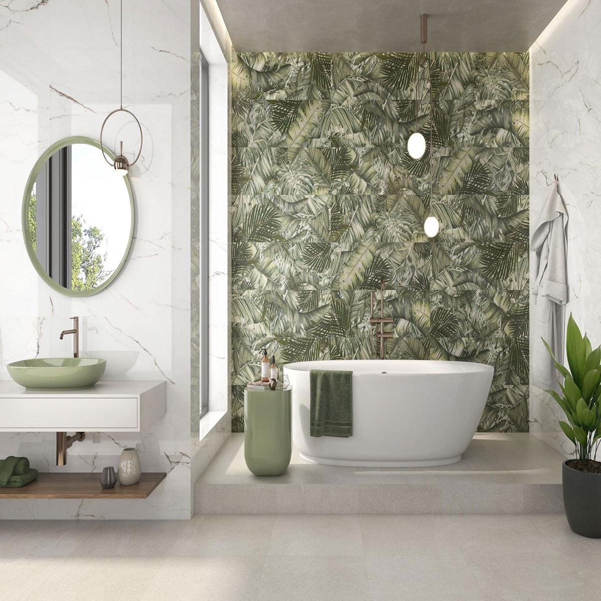 Baño con revestimiento CR Torano Brillo 33.3x100