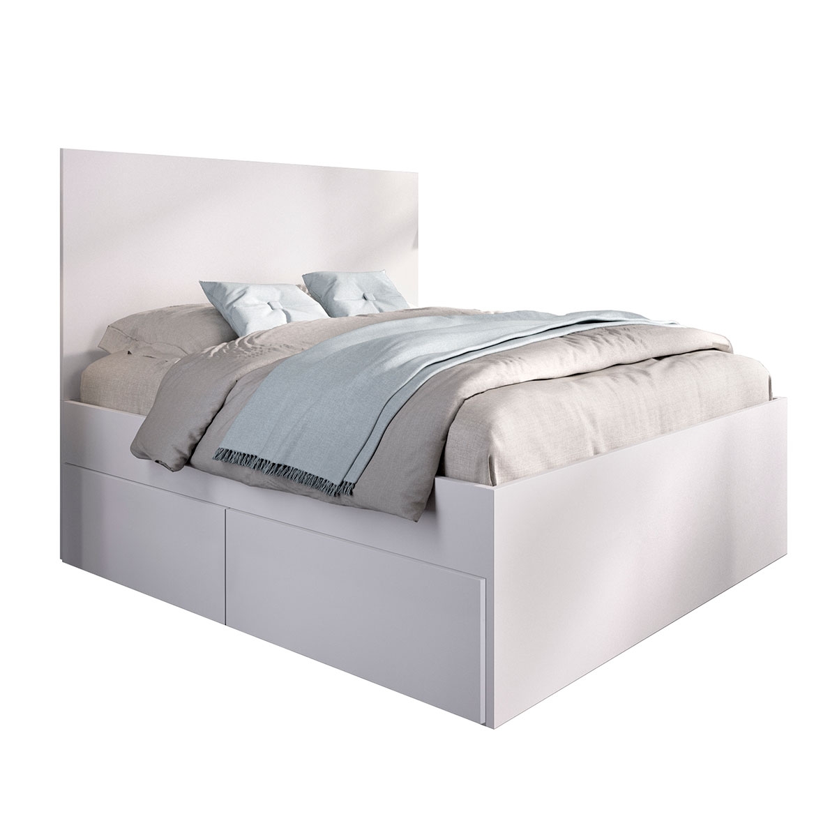 Bed Pack 9 Lago 135/140x190 + 4 Gavetas + Cômoda Branco