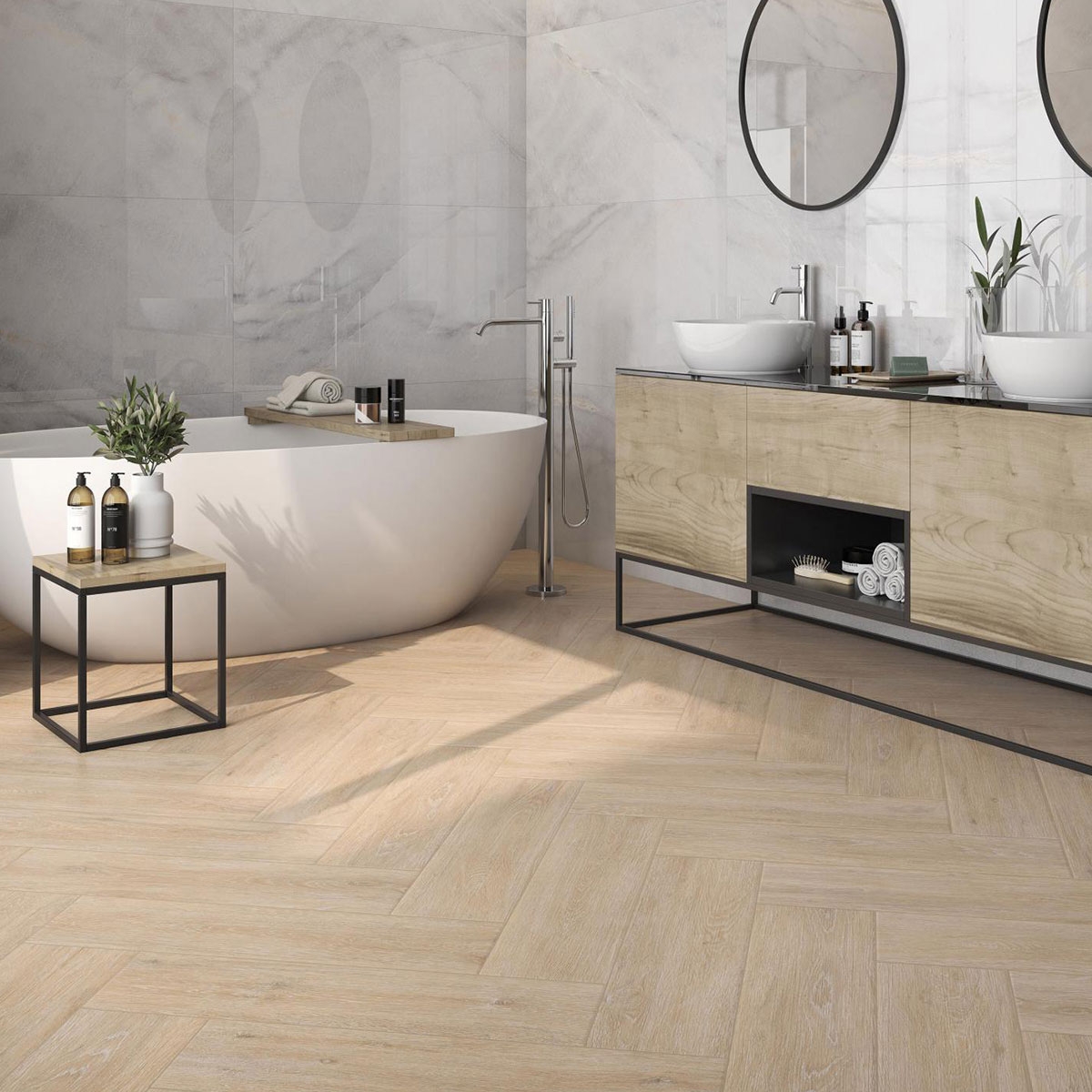 Interior com pavimento AT. Viggo Maple 20x75