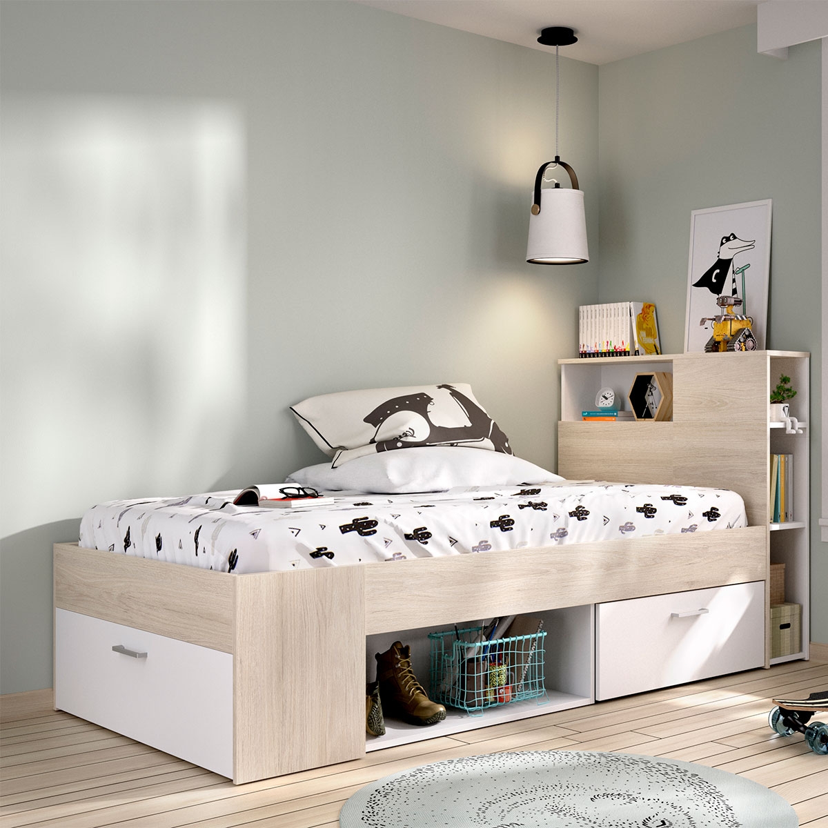 Chambre avec lit Dina 90x190