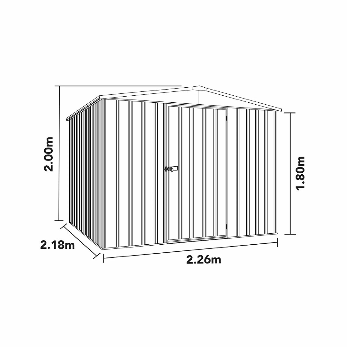 Maße des Abri FRASER Schuppens 4,8 m² 236x228x208 cm