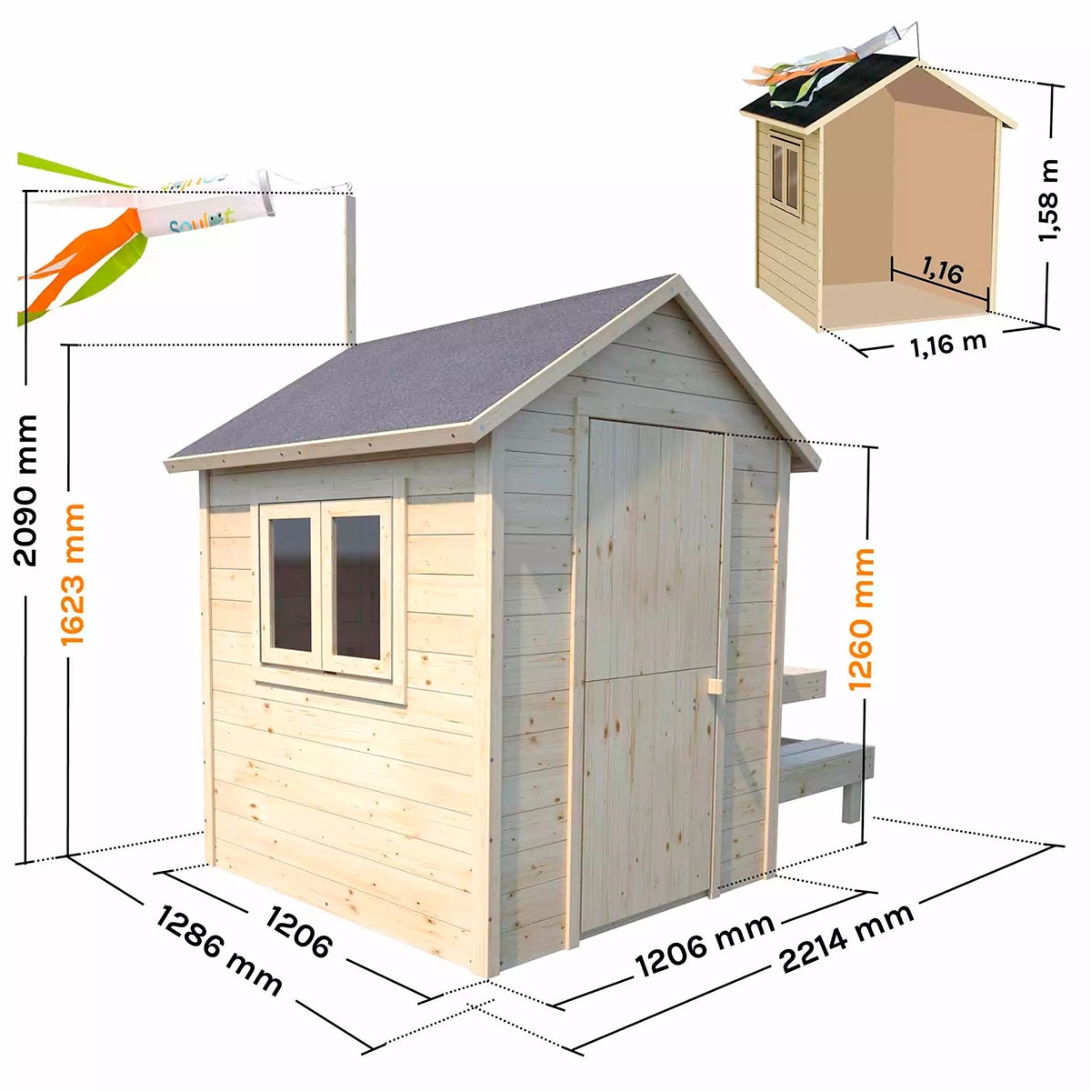 Hangar TIANA Dimensions 2210x1270x1620 mm