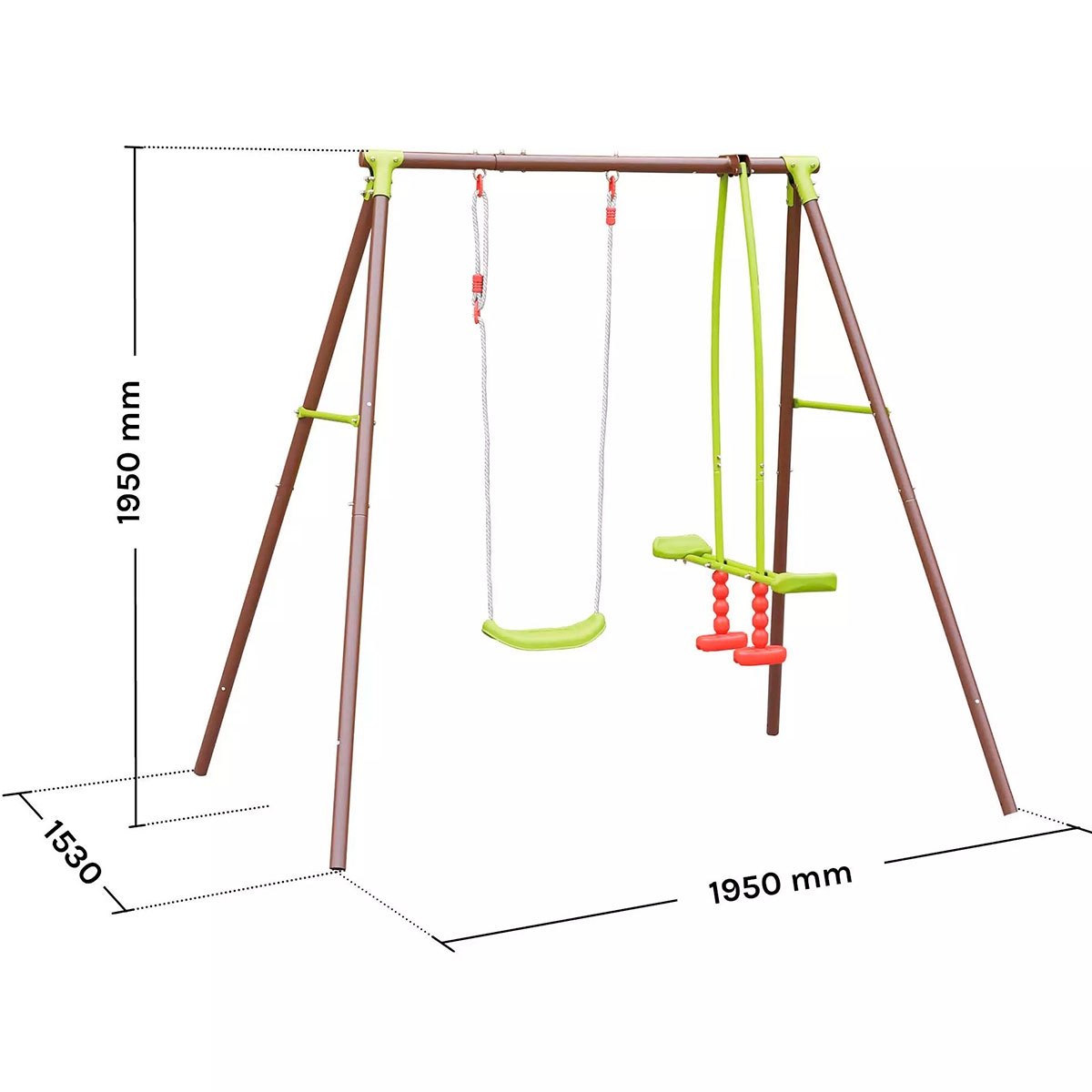 Medidas de Columpio de metal Malo 1B1V 1950x1530x1950 mm