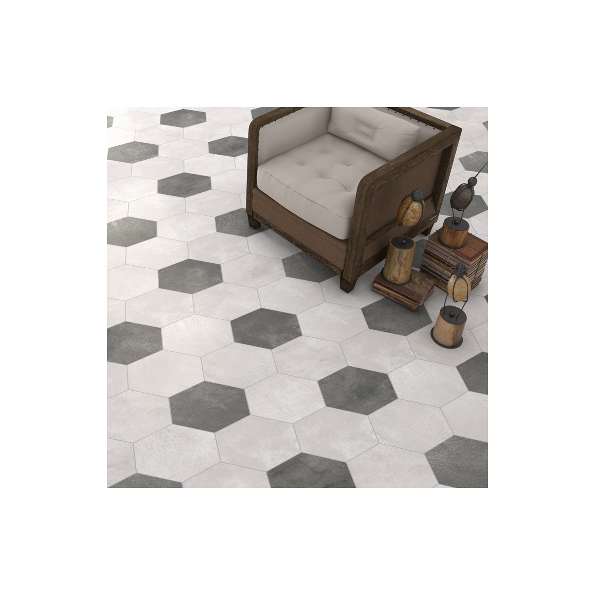 Faille blanche hexagonale (boîte de 0,5 m2) Vives