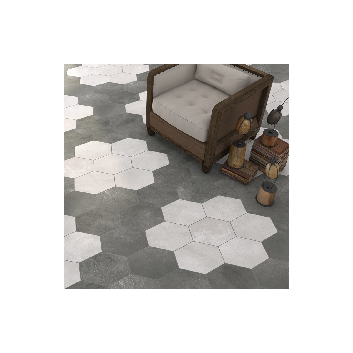 Rift Cream Hexagonal Sol en porcelaine formes hexagonales