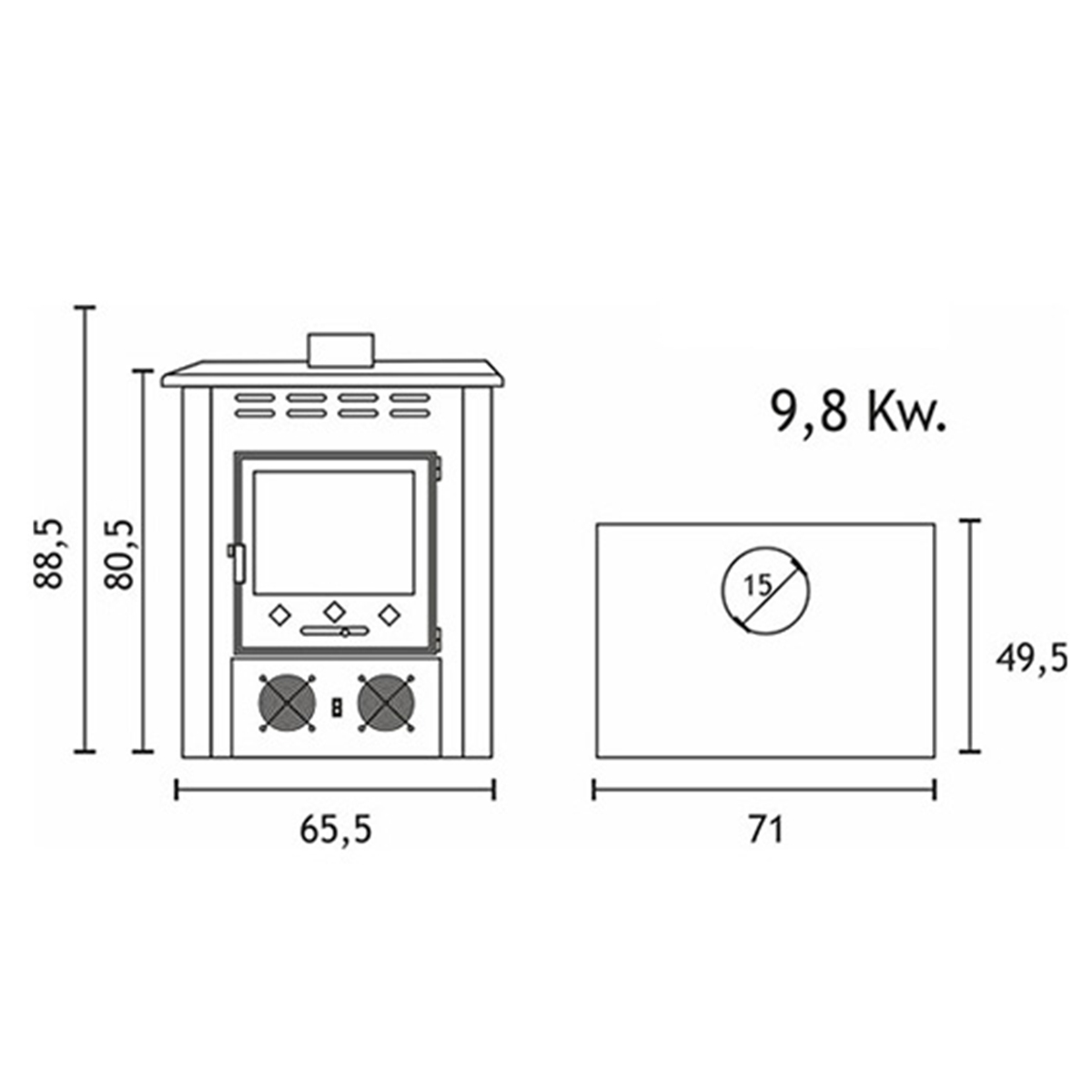 Dante Air Heating Stoves Measures 49.5x71x88.5