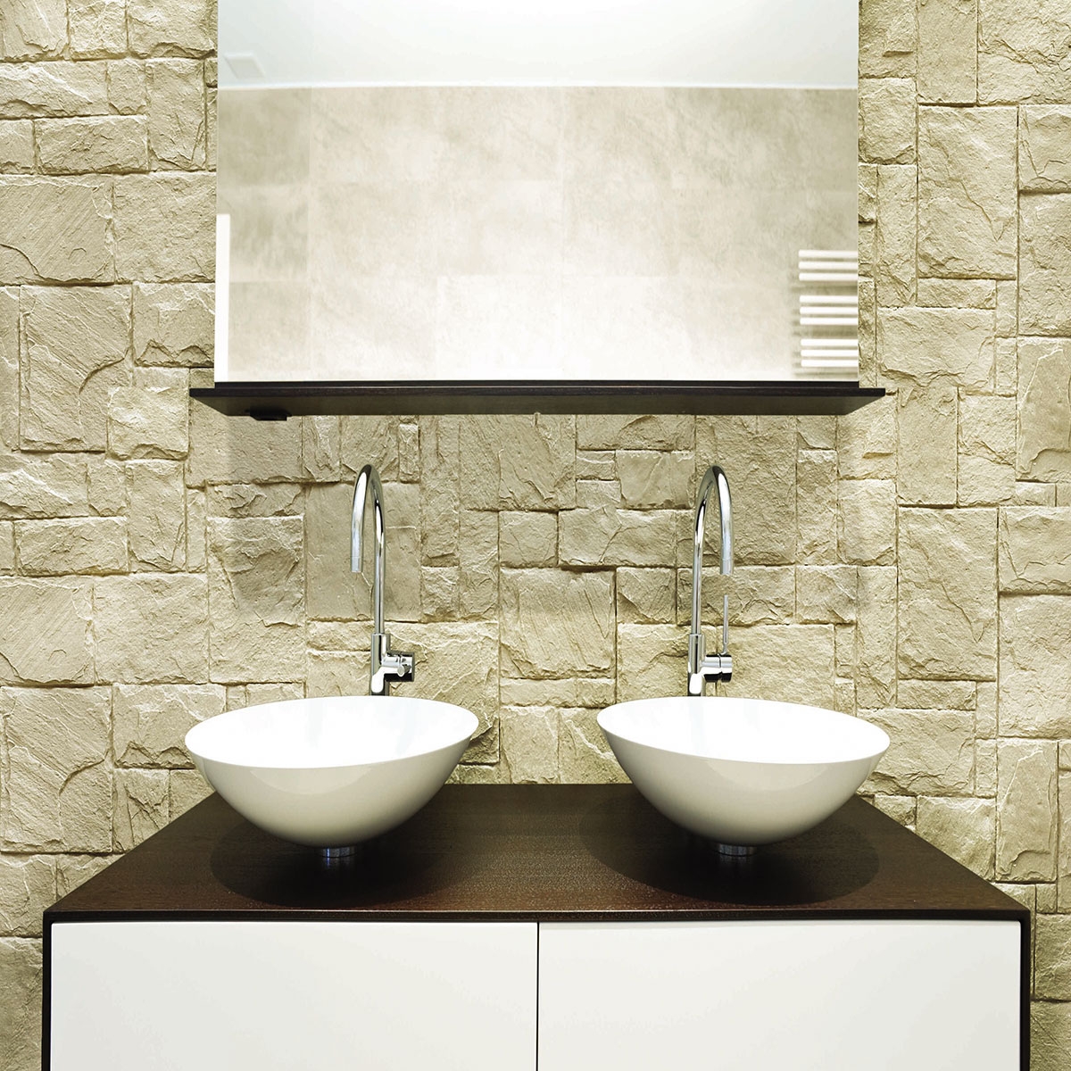 Bathroom with Limestone Panel TOTALStone Clara 285x130 (3.70m2)