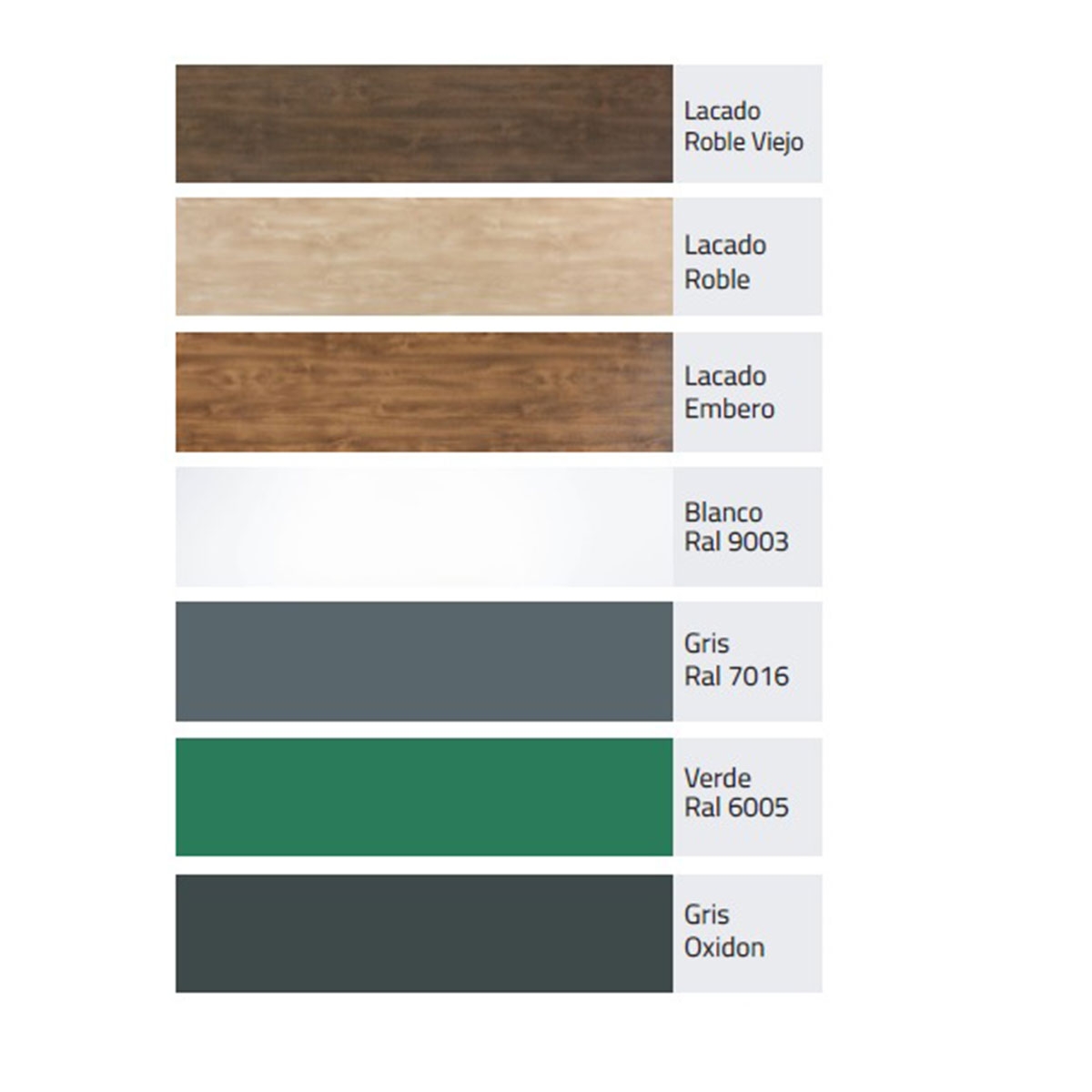 Couleurs disponibles Saga 100 Door Model 1110