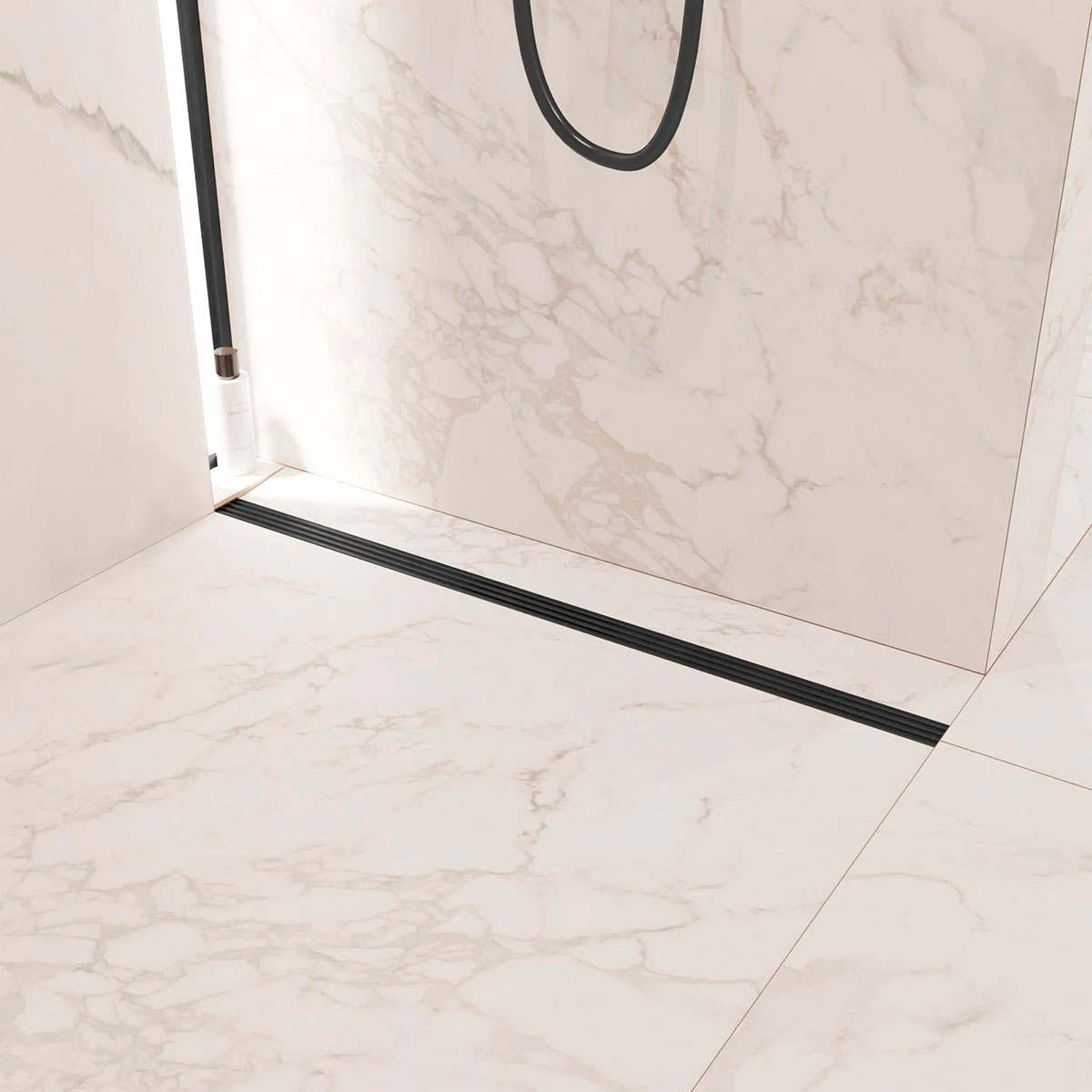 Interior with Revolux Tryphon Cavity Black 100 Cm Shower Channel Kit