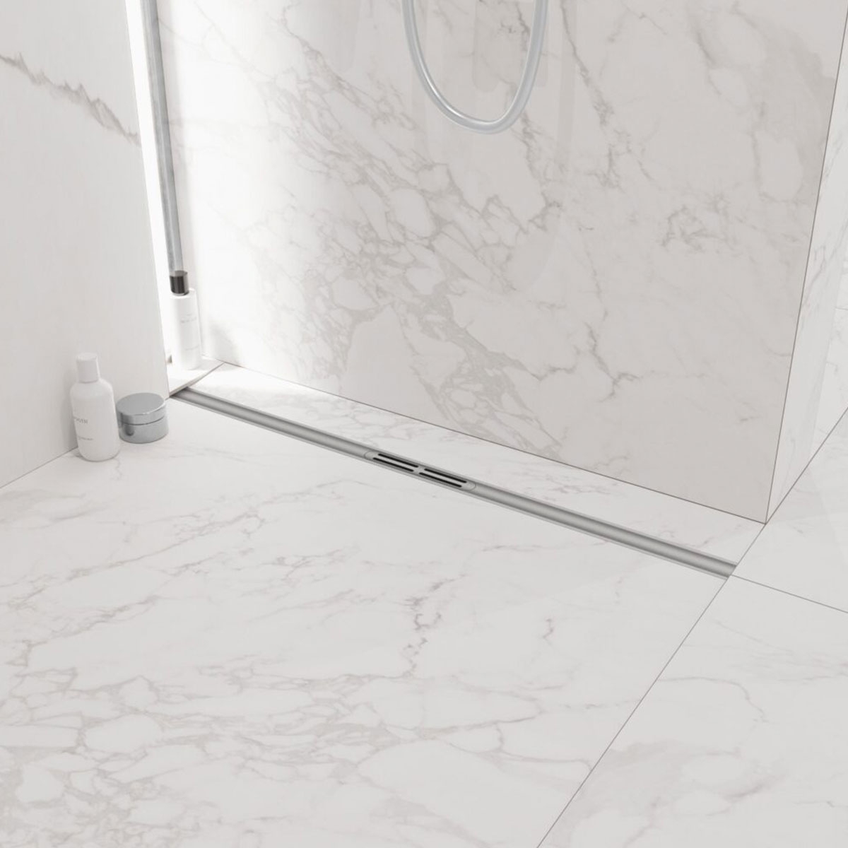 Interior com Kit de Canal de Duche Revolux Ruber Curve Chrome 100 Cm