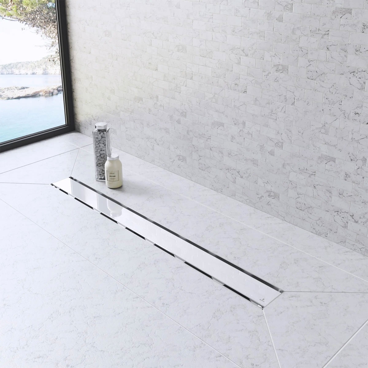 Baño con Kit de Ducha Completo Evolux Ruber Lineal Rejilla Cristal