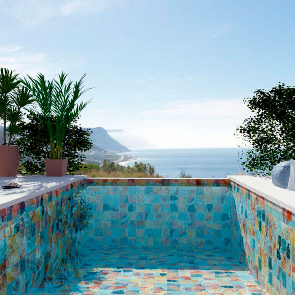 Außenansicht mit Schiefer Slate Anti-Slip 22,5 x 22,5