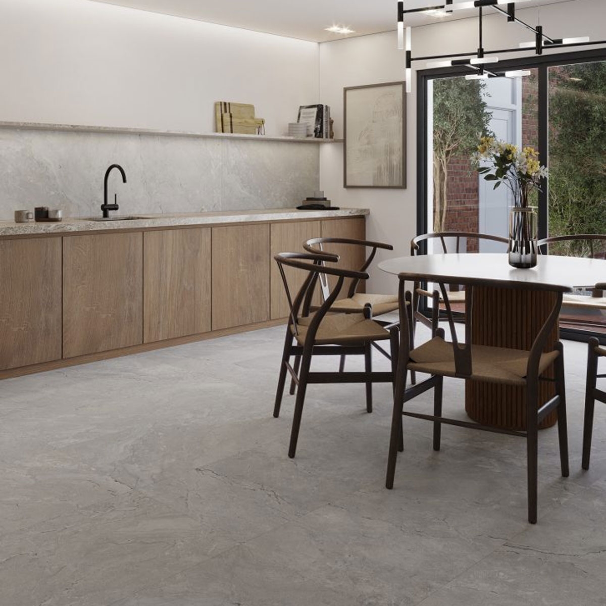 Interior con Pavimento Berna Pearl 45x90