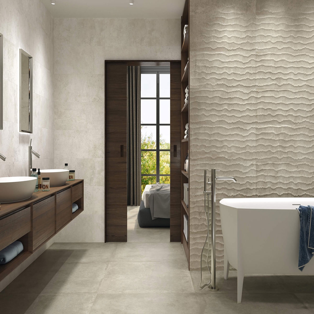 Interior with Toscana 1807 Ash pavement 100x100