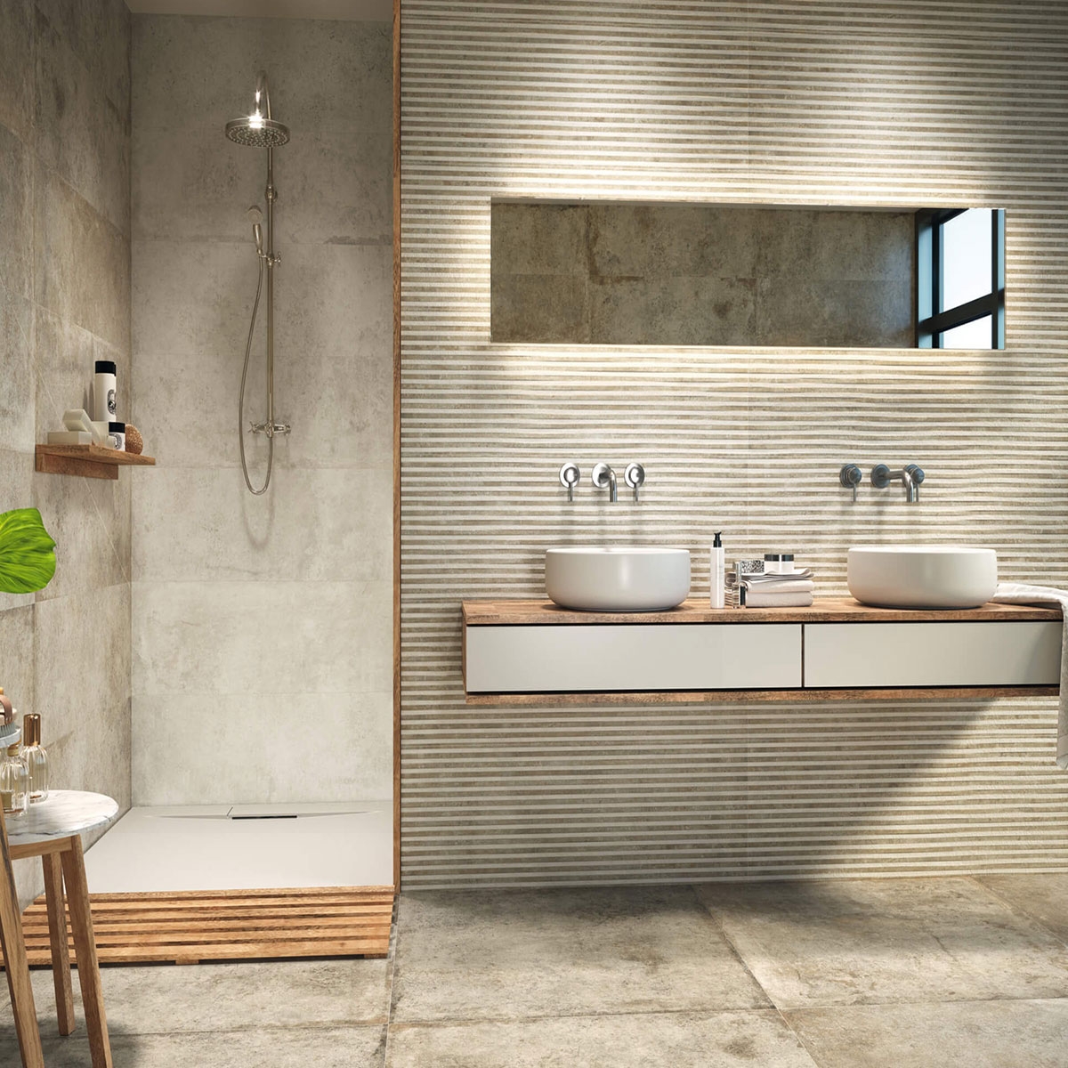 Badezimmer mit Toscana 1807 Naturboden 100x100 (Box 1m²)