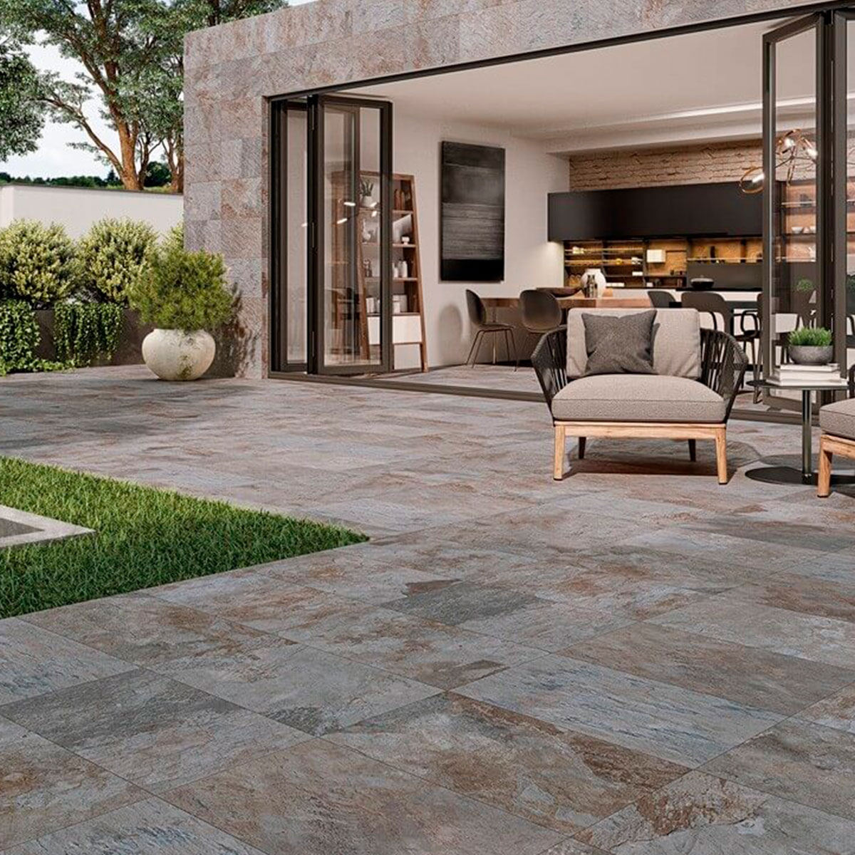 Außenansicht mit Ardesia Gray Beschichtung 32x62,5 (Box 1,00m²)