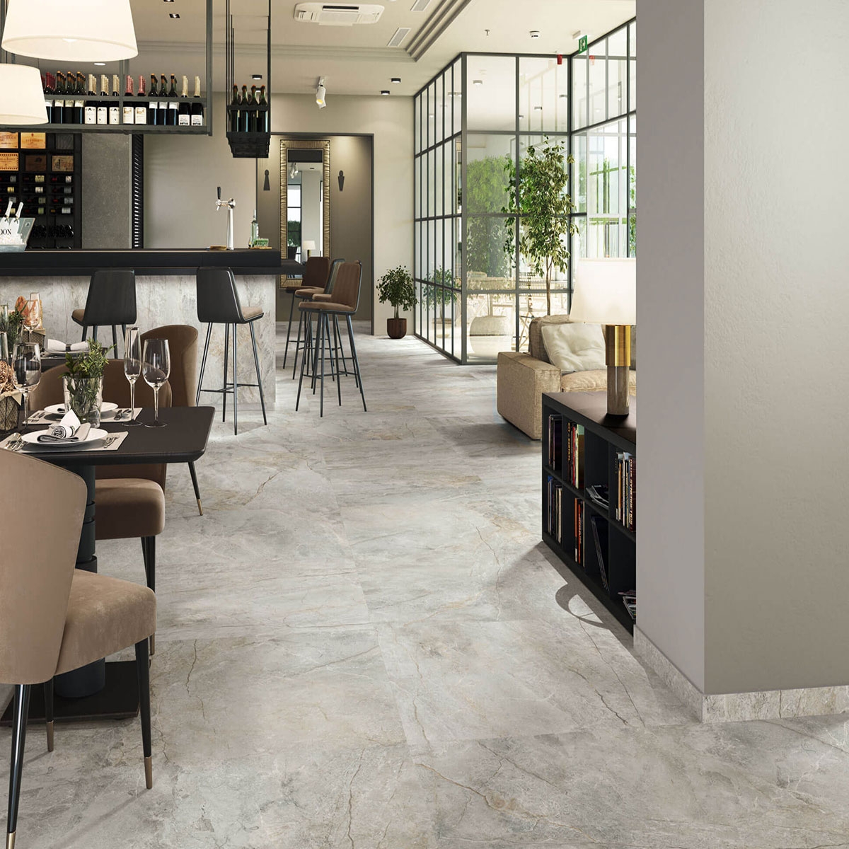 Interior with Támes 1850 Light 100x100 flooring