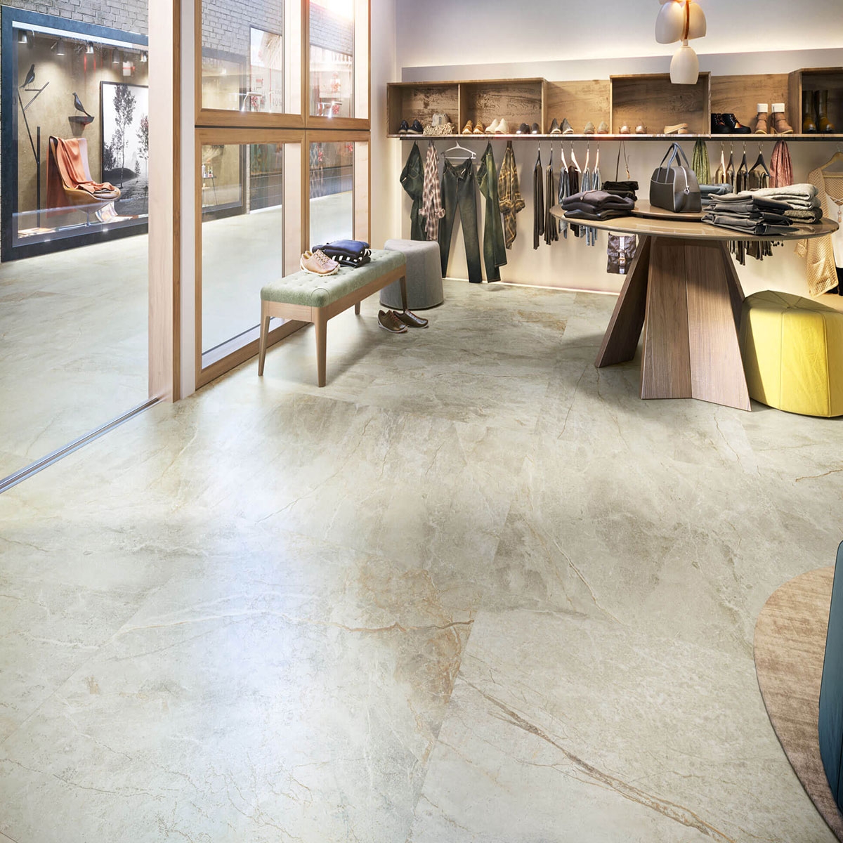 Interior with Támes 1850 Sand 100x100 pavement