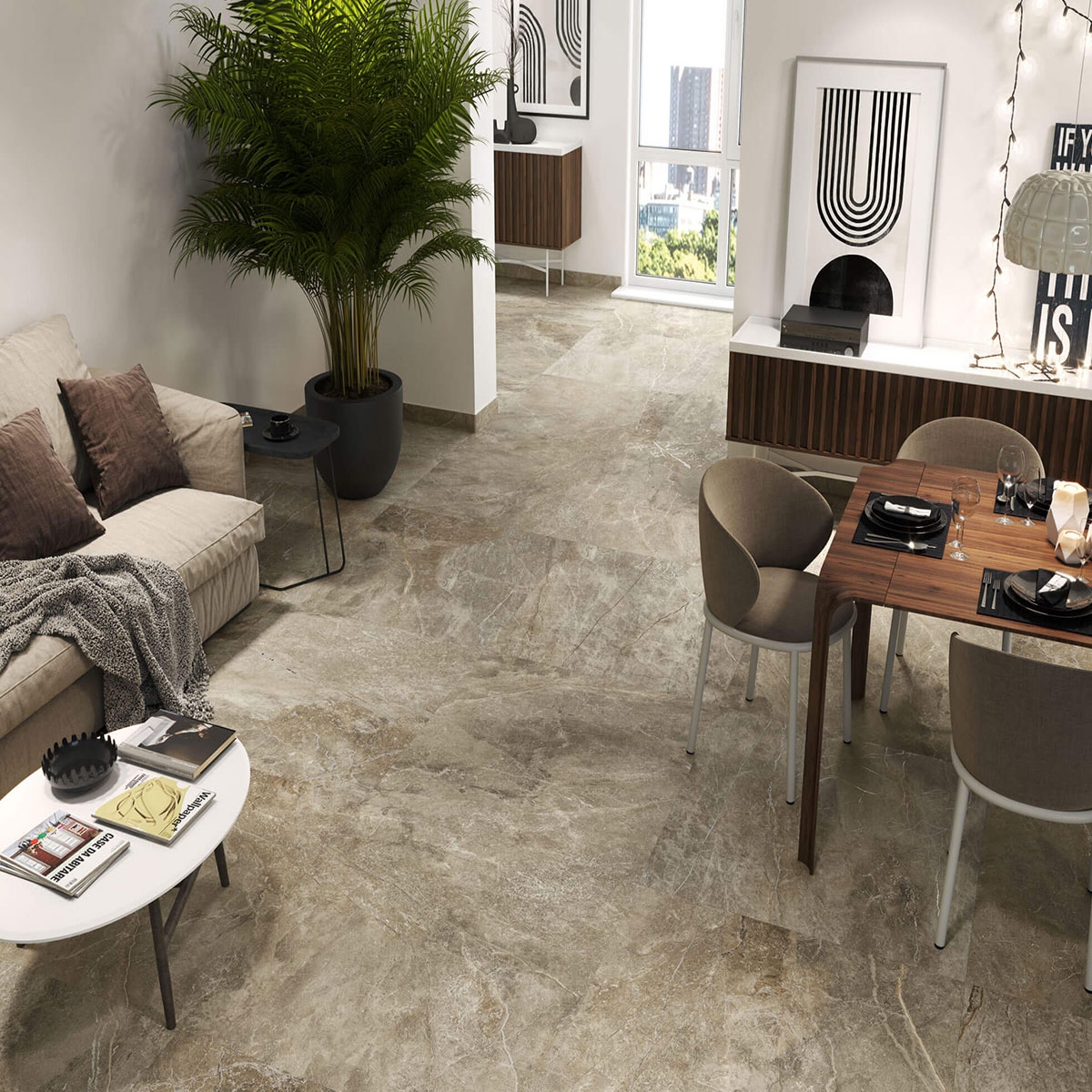 Interior with Támesis 1850 Land pavement 100x100 (Box 1m2)