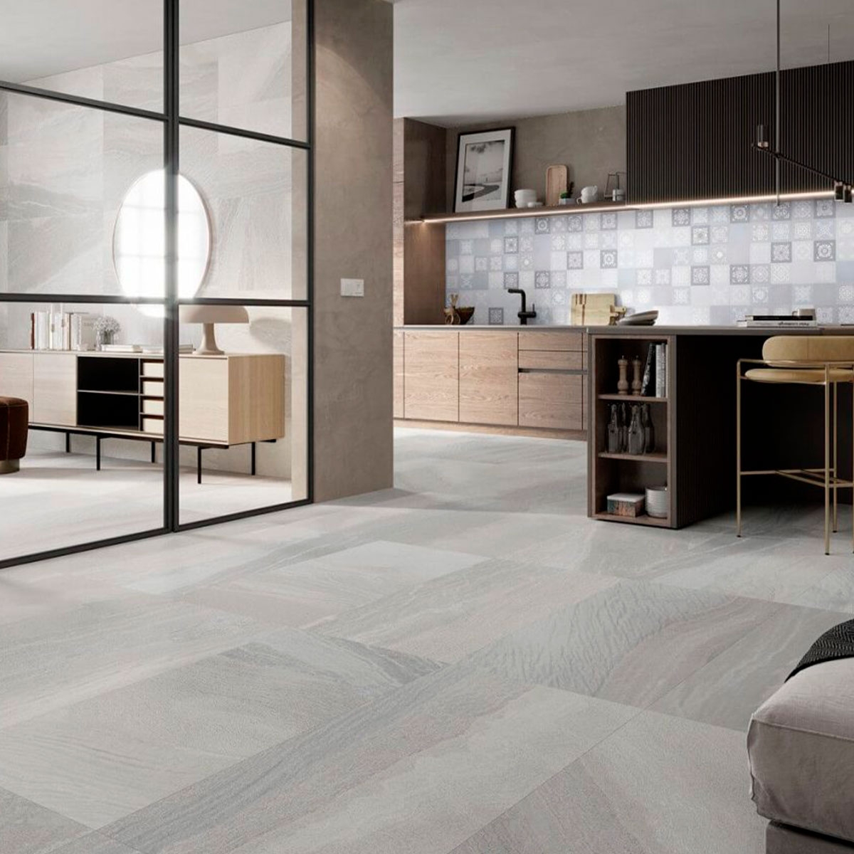 Cuisine avec chaussée Canyon Grey 59,1x119,1 (Boîte 1,41 m2)