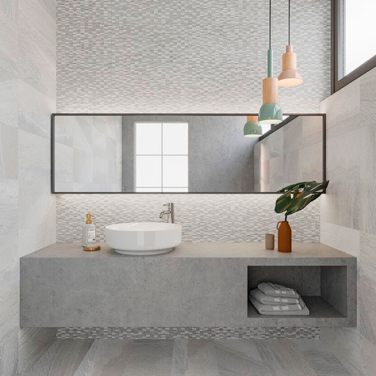 Salle de bain avec bardage Canyon Deco Pearl 32x62.5 (Boîte 1.00m2)