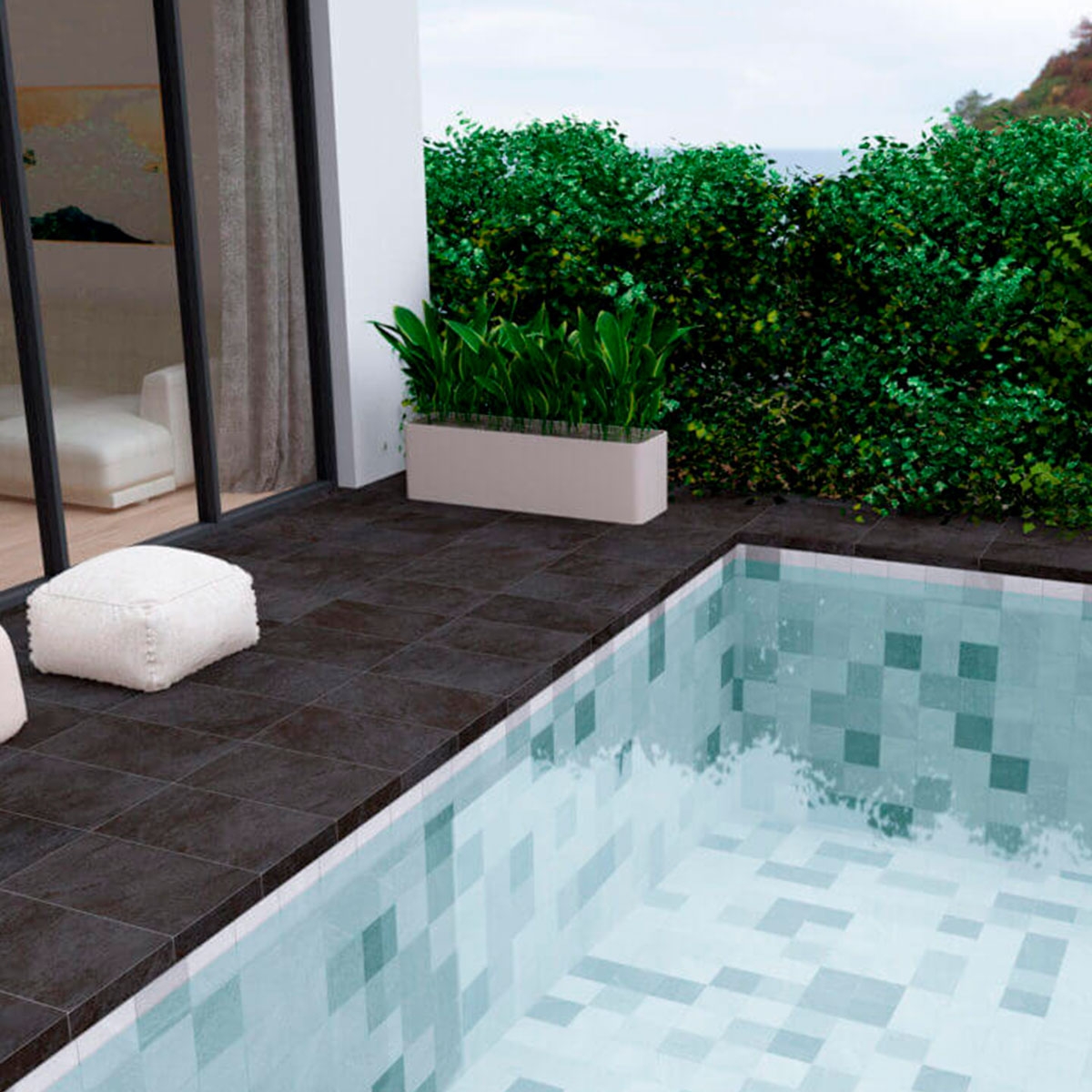 Exterior con revestimiento Pireo Gris Antideslizante 15x15