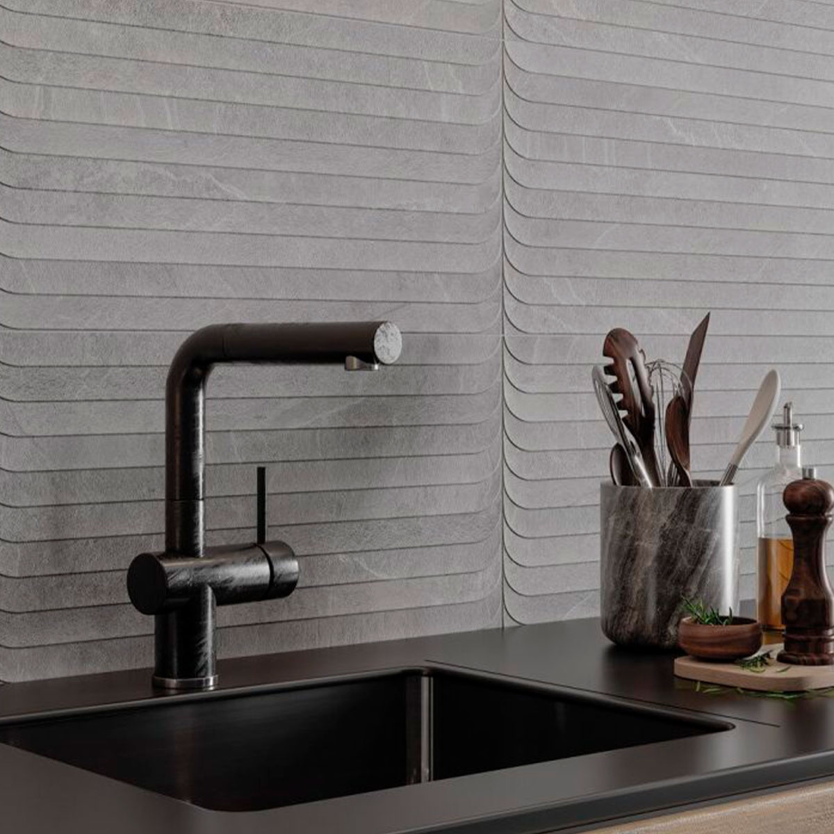 Innenraum mit Lavik Deco Grey Beschichtung 32x62,5 (Box 1,00m²)